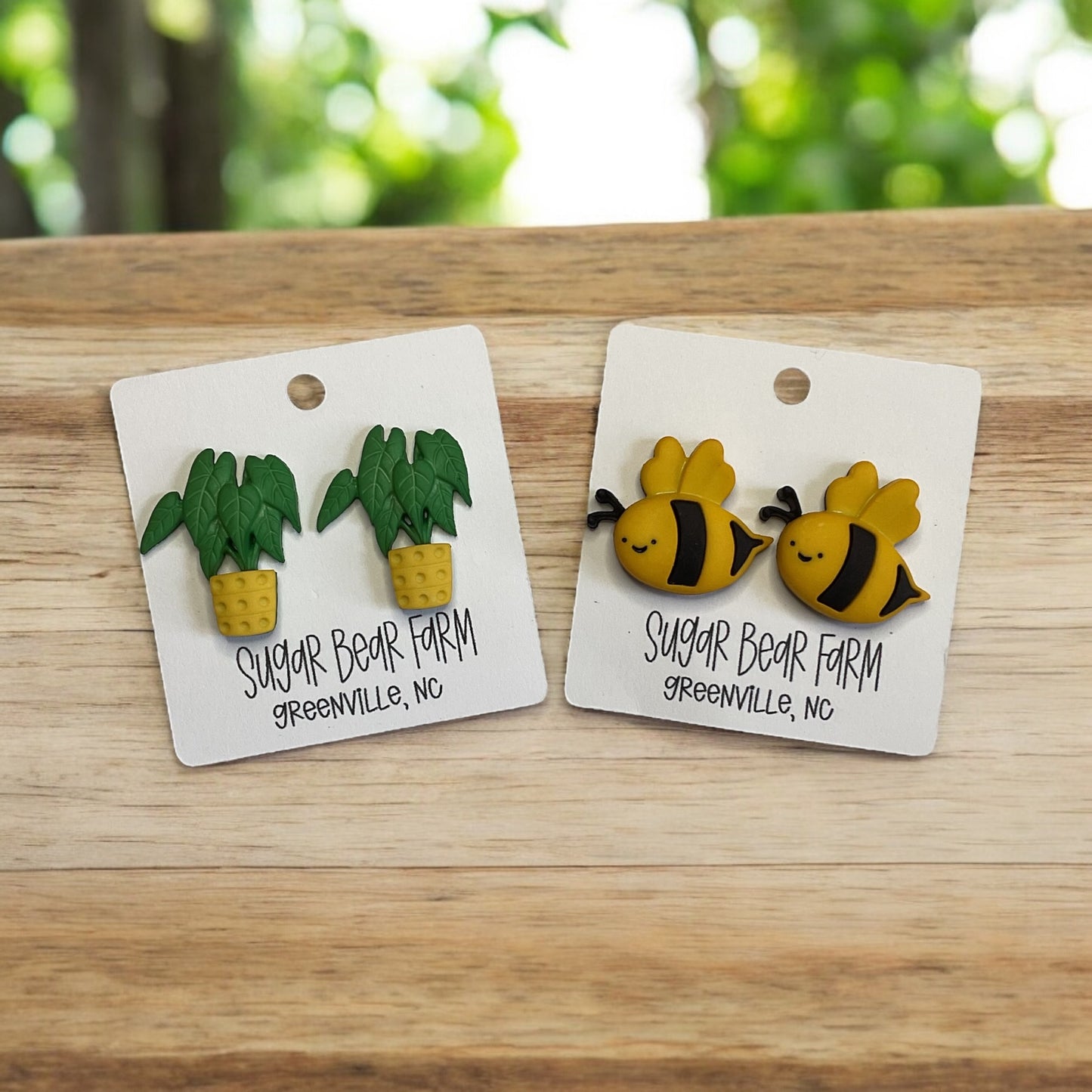 Plant and bee earrings