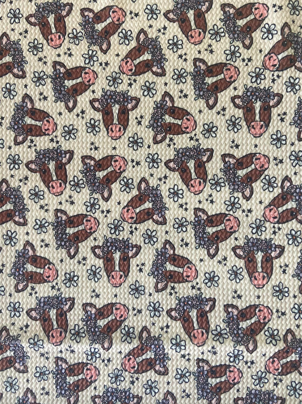 brown cow face fabric