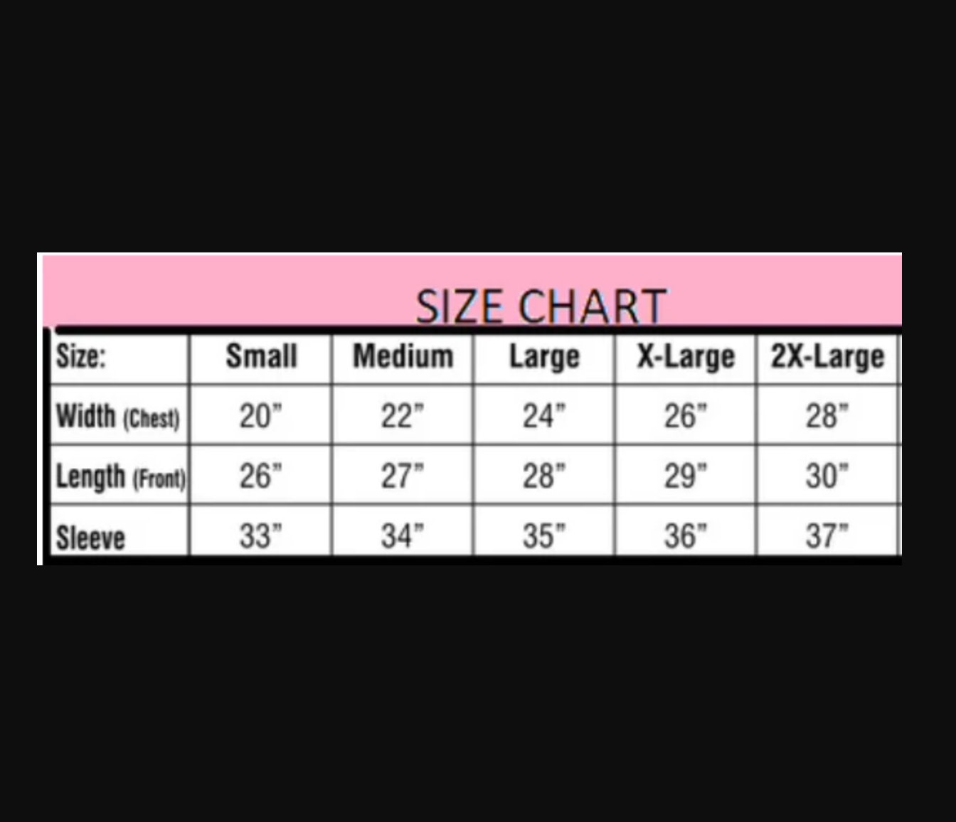 size chart