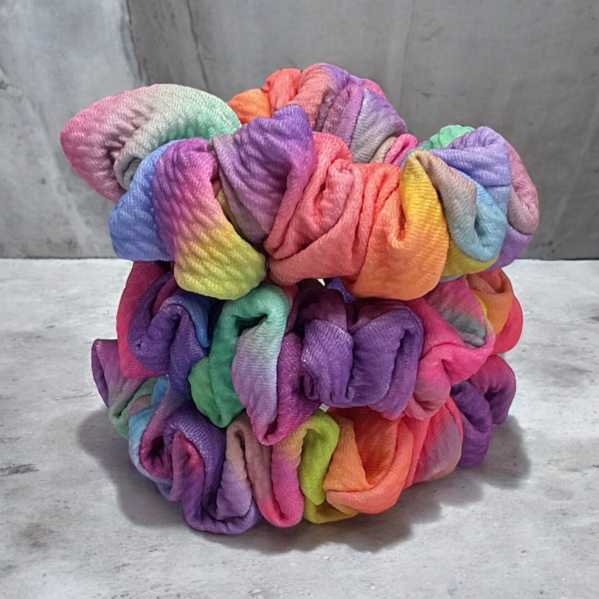 stack of Rainbow scrunchies