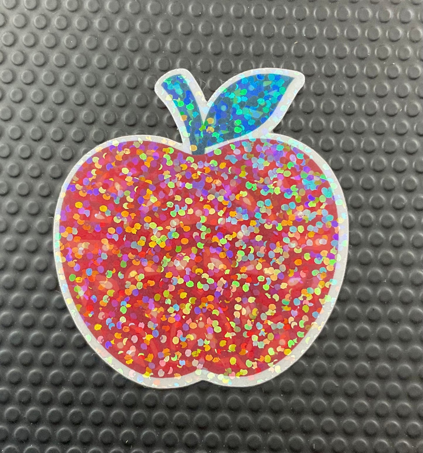 red apple holographic sticker