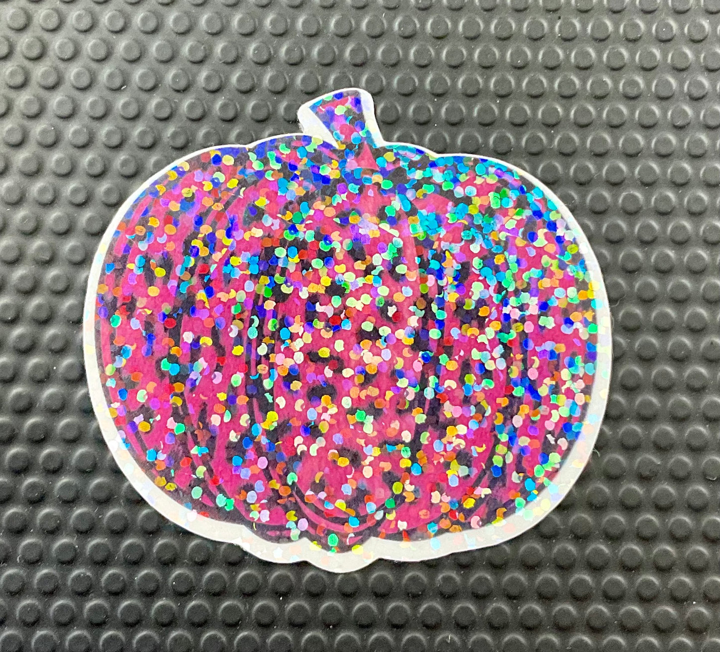 pink leopard print pumpkin holographic sticker