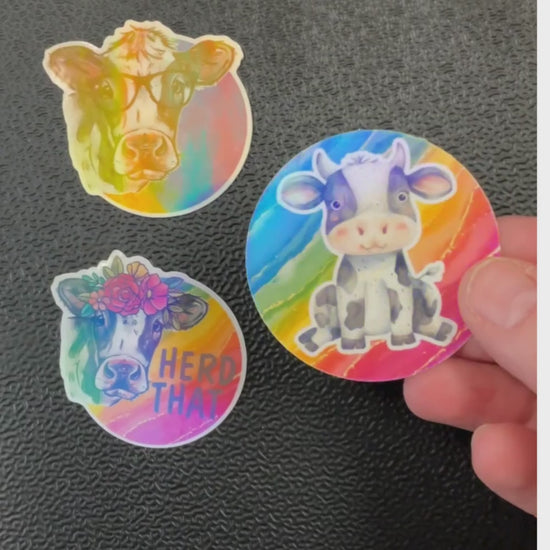 Video of holographic stickers shimmering.