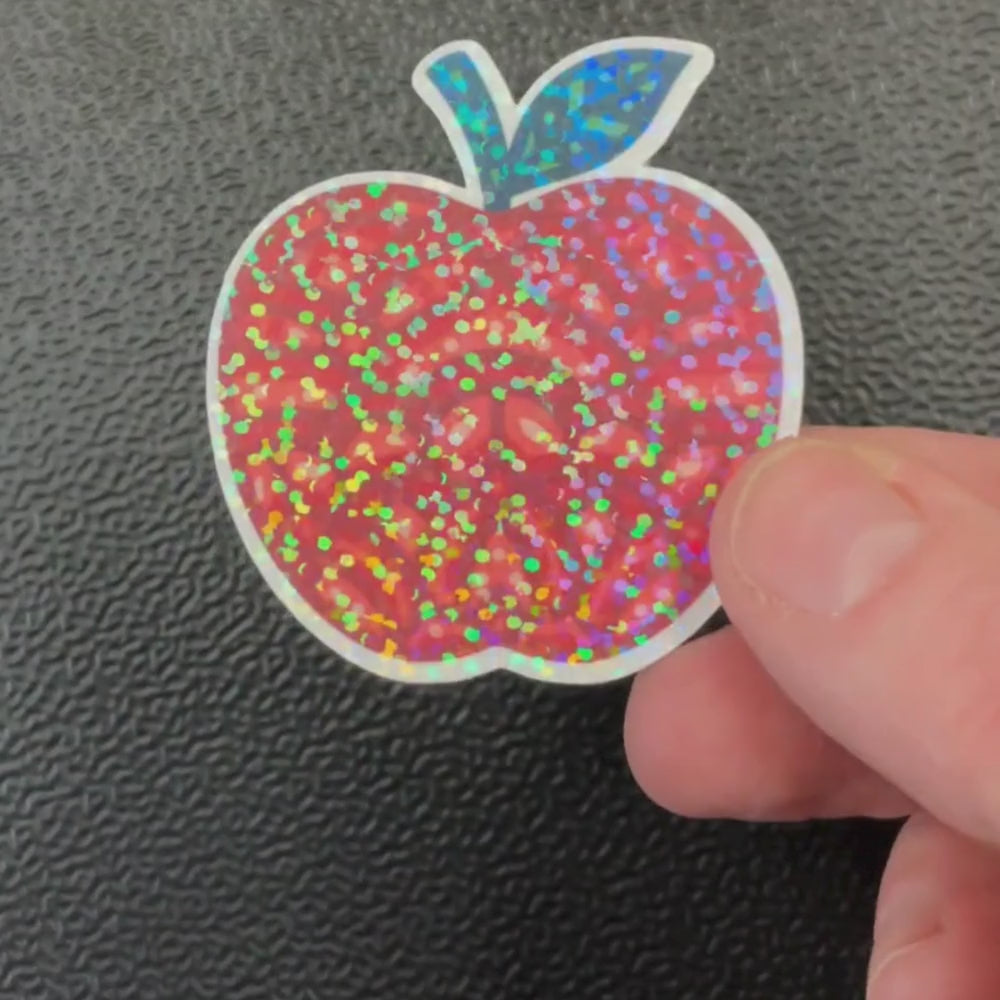 red apple holographic sticker video