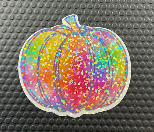 rainbow pumpkin holographic sticker