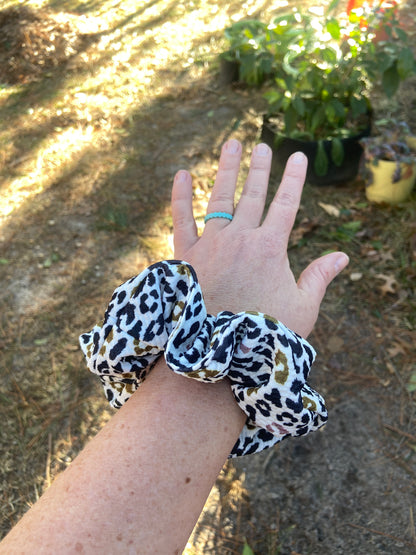 leopard scrunchie on arm