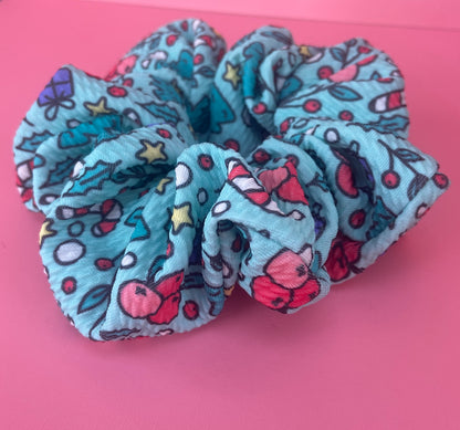 Winter Snacks Light Blue Scrunchie