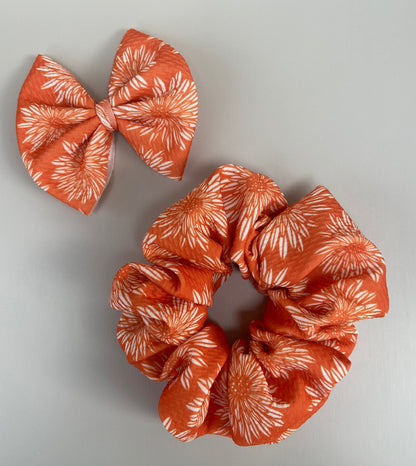 orange flower scrunchie and bow