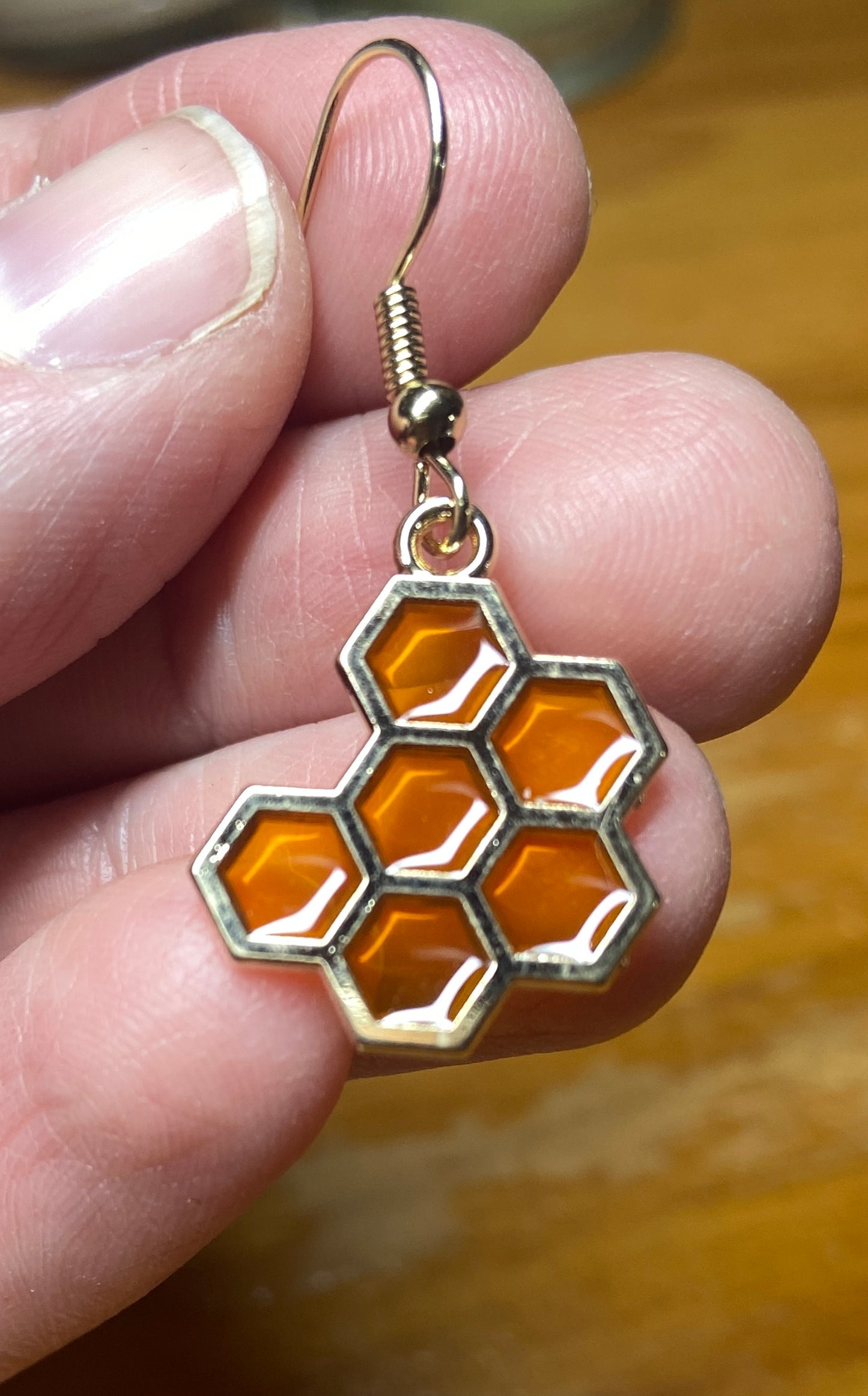 pair of honeycomb earrings