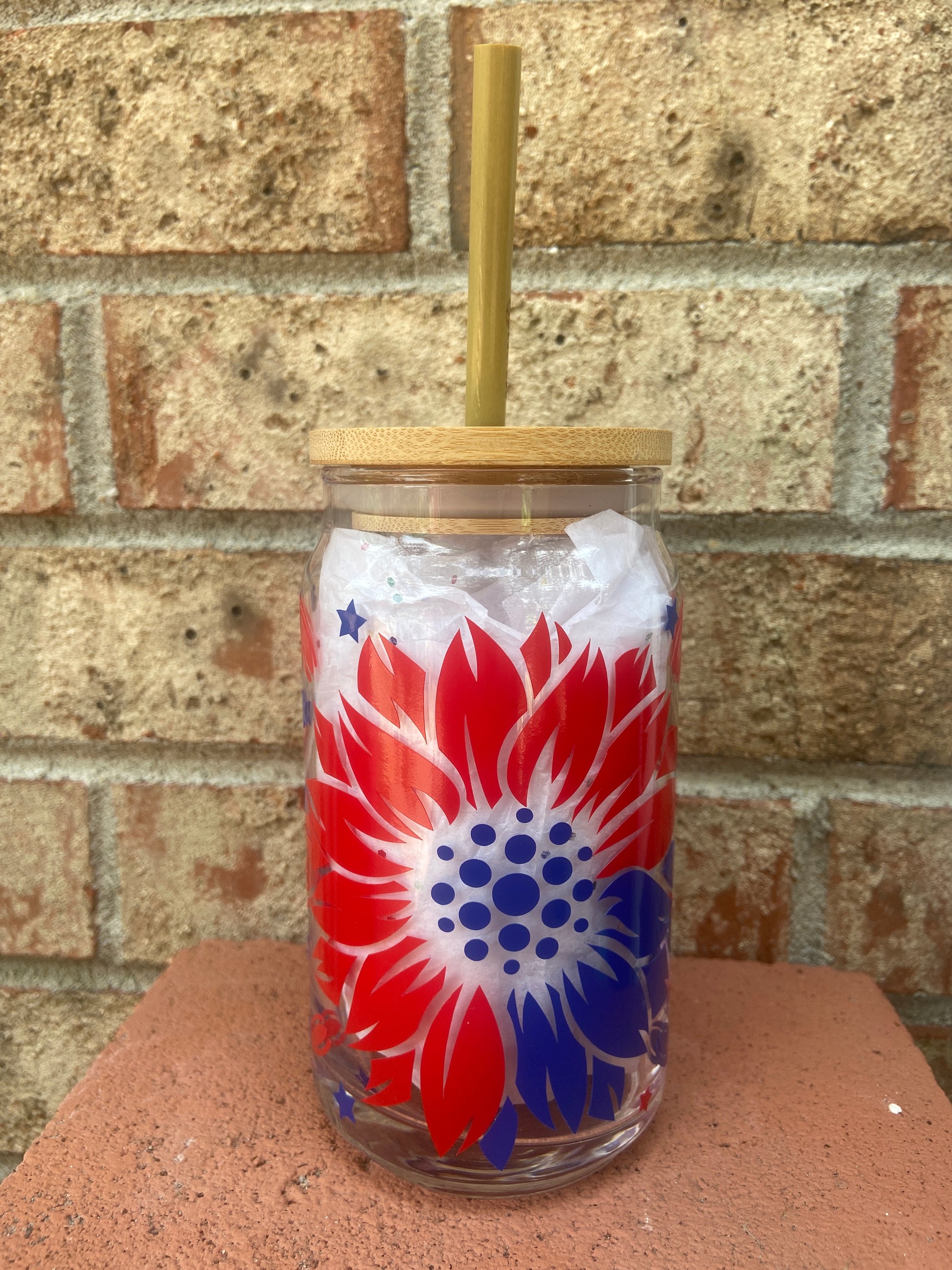 patriotic sunflower beer glass 